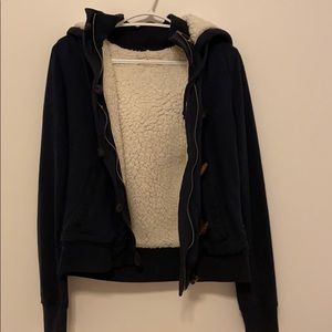 navy insulated fabric jacket from hollister
